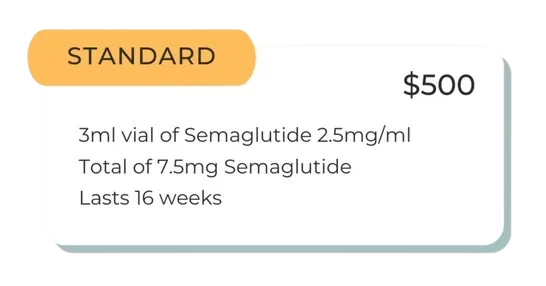 A picture of the standard price label for semaglutide.