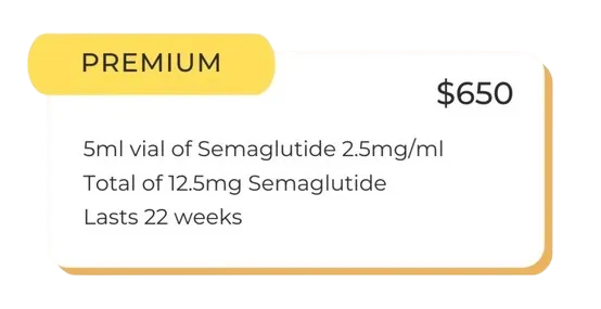 A picture of the price label for semaglutide.